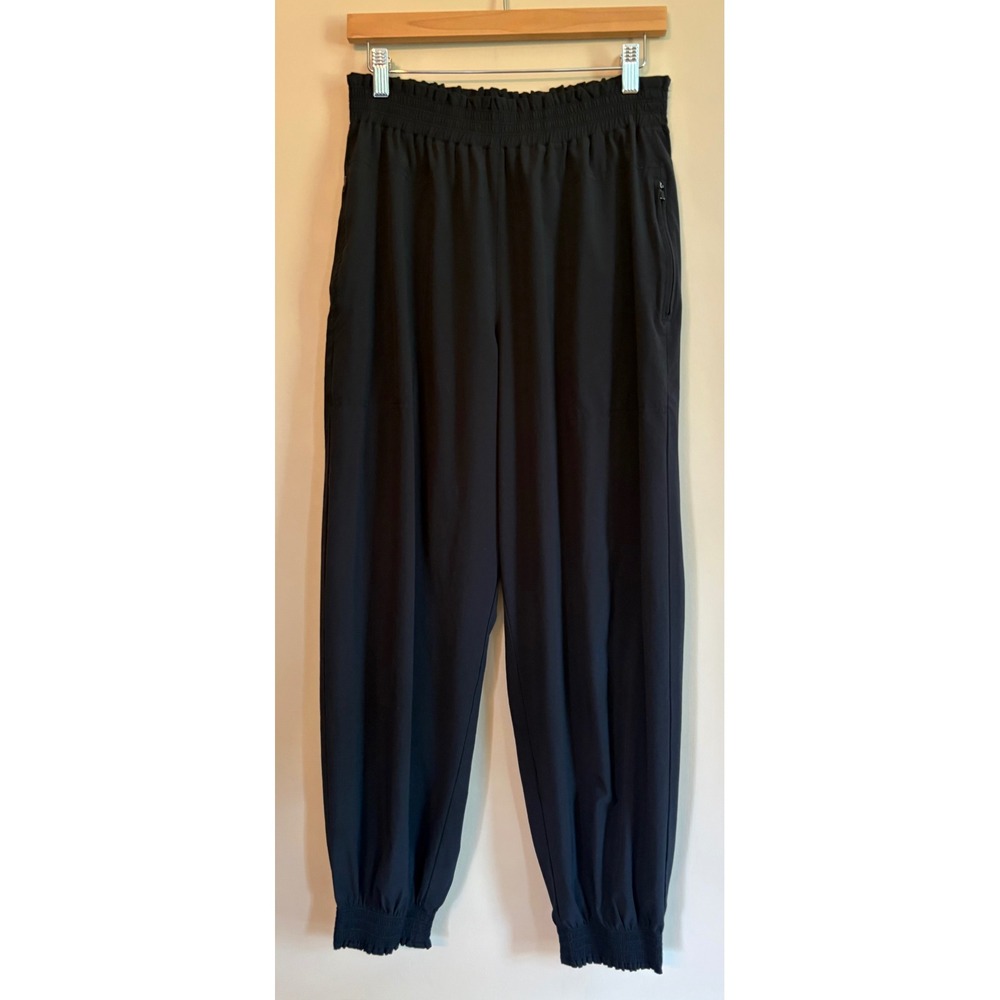 Athleta Joggers Black Smocked Paperbag Waist Pants Women Size 8 Active